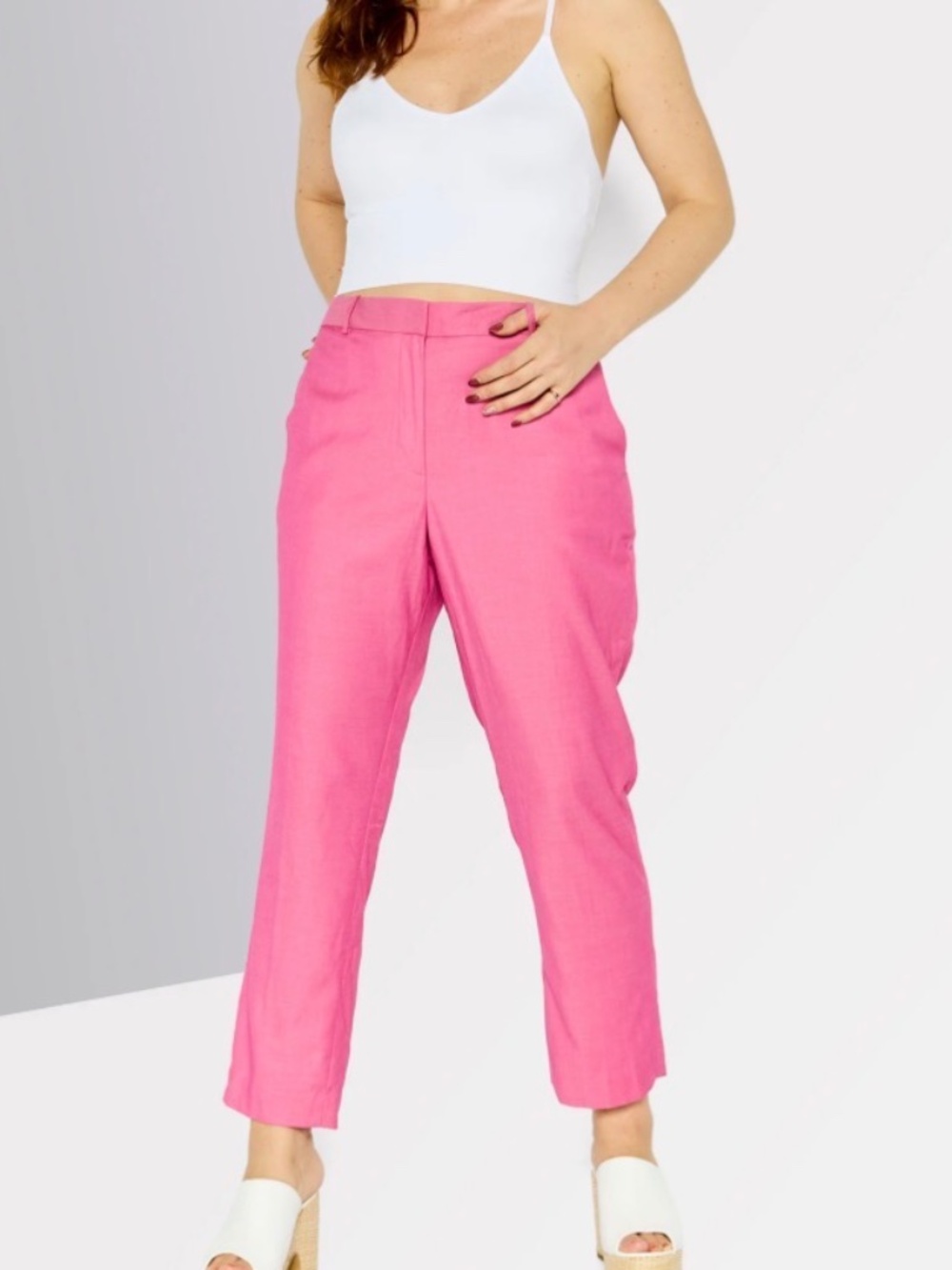 DKNY Women Regular Fit Plain Straight Leg Pants Hot Pink